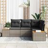 vidaXL Gartensofa-set mit Kissen mit Speicher 4 pcs Grau Polyrattan