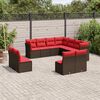 vidaXL 11-tlg. Garten-Sofagarnitur mit Kissen Braun Poly Rattan