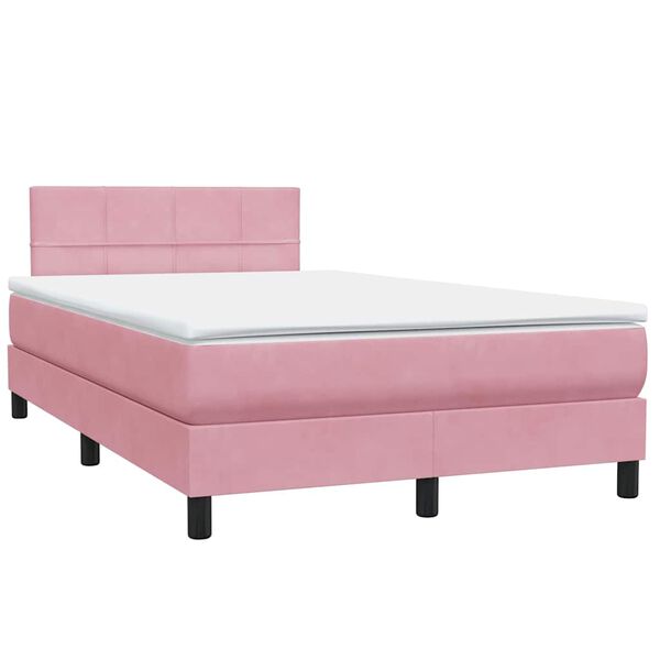 vidaXL Boxspringbett mit Matratze Rosa 120x220 cm Samt