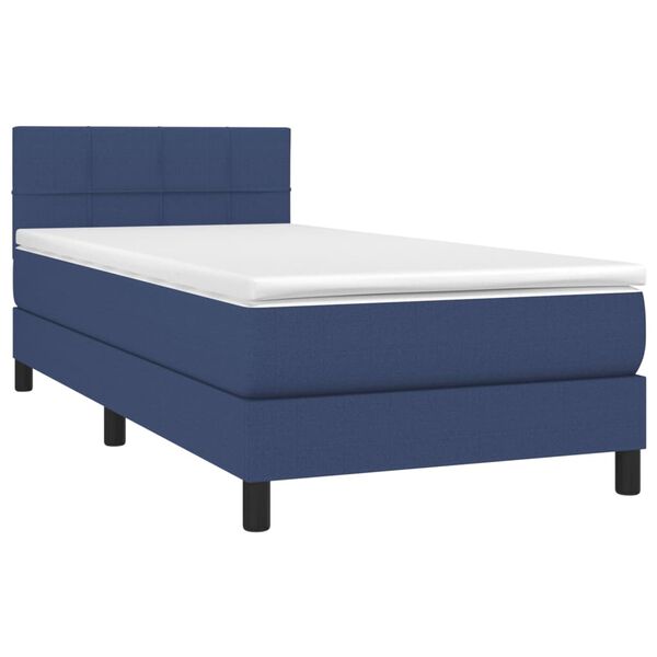 vidaXL Boxspringbett mit Matratze Blau 90x200 cm Stoff