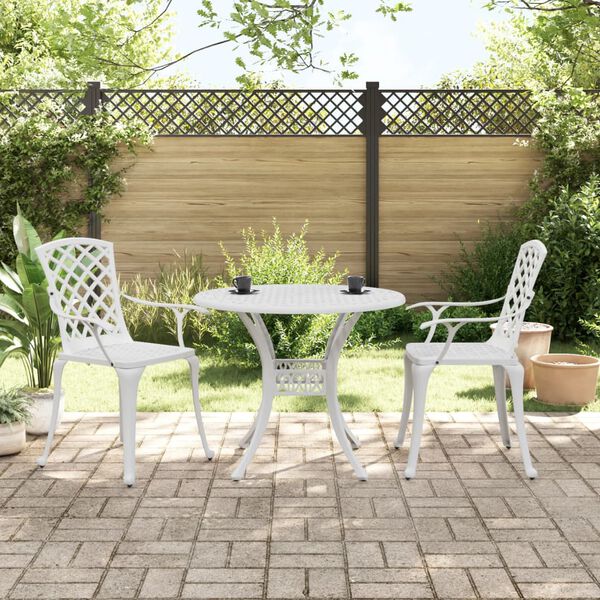 vidaXL 3-tlg. Bistro-Set Weiß Aluminiumguss