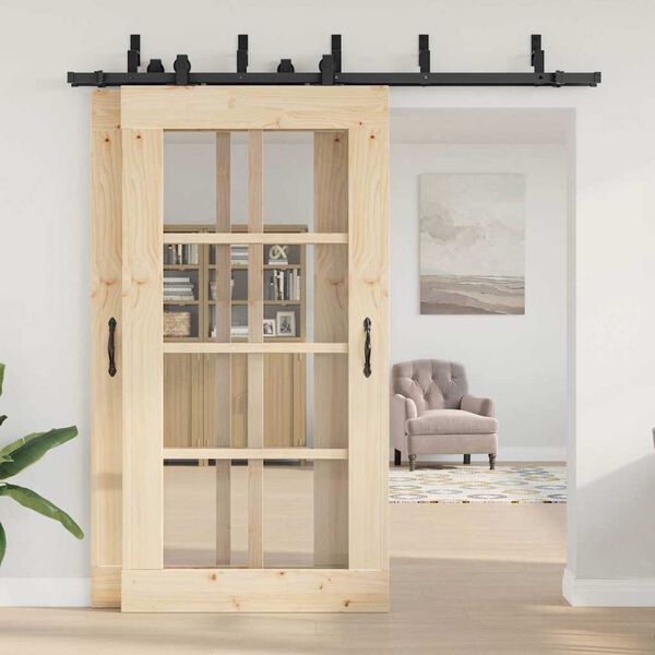 vidaXL Schiebet&uuml;rbeschlag-Set 213,5 cm Stahl Schwarz