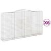 vidaXL Gabionen mit Hochbogen 6 Stk. 400x50x220/240cm Verzinktes Eisen