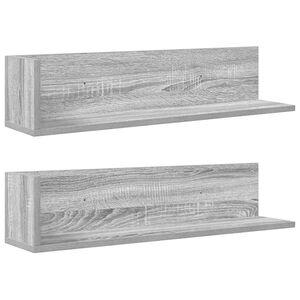 vidaXL Wandregale 2 Stk. Grau Sonoma 75x16,5x16,5 cm Holzwerkstoff
