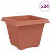 vidaXL Quadratischer Blumentopf 24 pcs Ziegelrot 43 x 43 x 33,5 cm