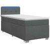vidaXL Boxspringbett mit Matratze und LED Dunkelgrau Einzeln Stoff