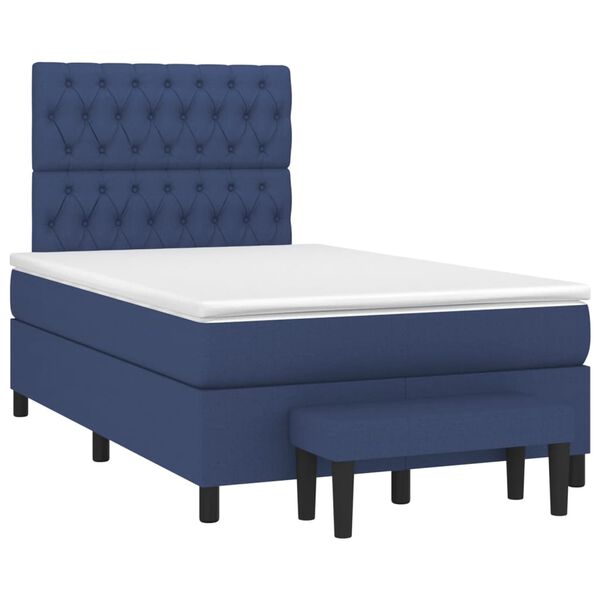 vidaXL Boxspringbett mit Matratze Blau 120x200 cm Stoff