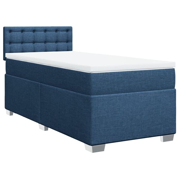 vidaXL Boxspringbett mit Matratze Blau 90x200 cm Stoff