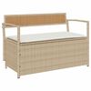 vidaXL Gartenbank mit Stauraum und Kissen Beige Poly Rattan