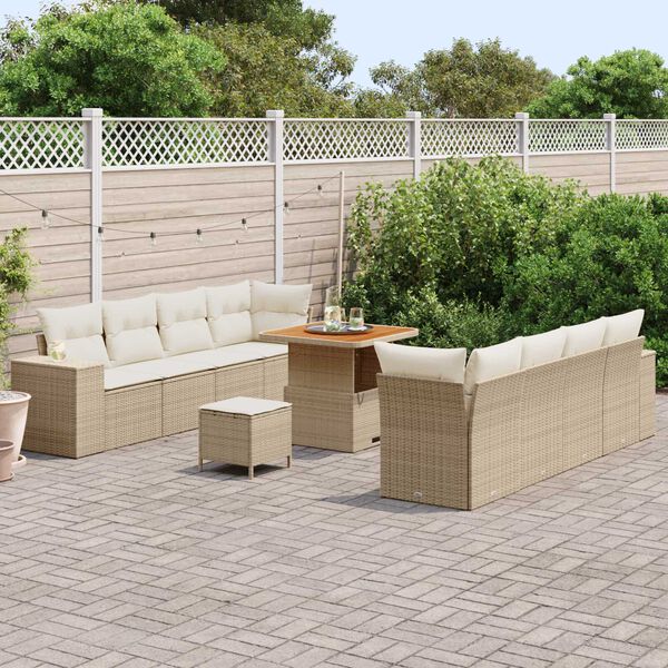 vidaXL Garten-Sofa-Set 11 pcs Beige Poly-Rattan