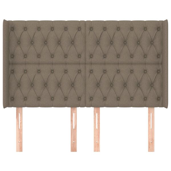 vidaXL Kopfteil mit Ohren Taupe 147x16x118/128 cm Stoff