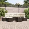 vidaXL Gartensofa-set mit Kissen 7 pcs Braun Poly-Rattan