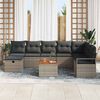 vidaXL Garten-Sofa-Set mit Kissen mit Speicher 9 pcs Grau Poly Rattan