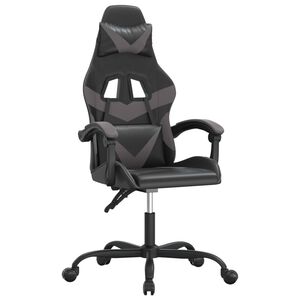 vidaXL Gaming-Stuhl Drehbar Schwarz und Grau Kunstleder