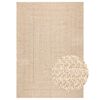 vidaXL Teppich ZIZUR Beige 200x290 cm Jute-Optik Indoor und Outdoor