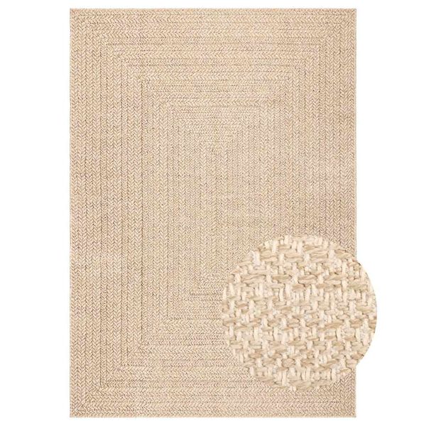 vidaXL Teppich ZIZUR Beige 200x290 cm Jute-Optik Indoor und Outdoor