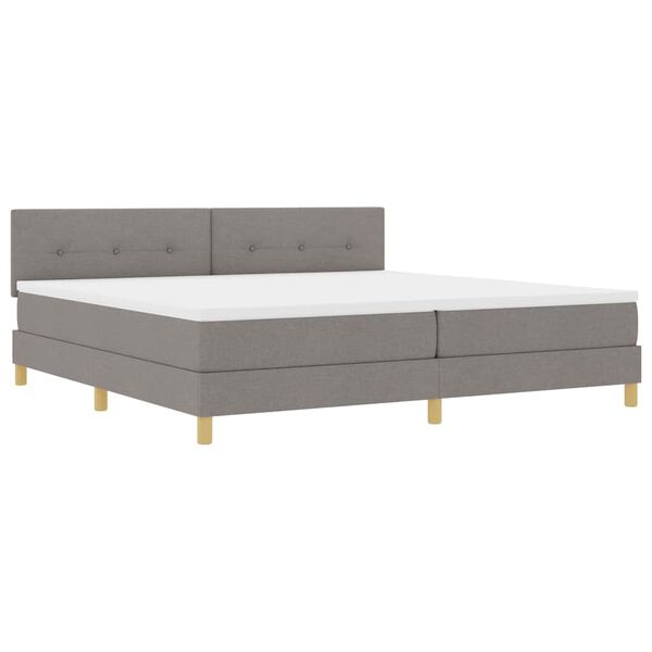 vidaXL Boxspringbett mit Kissen mit Kopfteil Taupe 200 x 200 cm Stoff