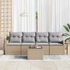 vidaXL Garten-Sofa-Set mit Kissen mit Speicher 5 pcs Beige und Grau