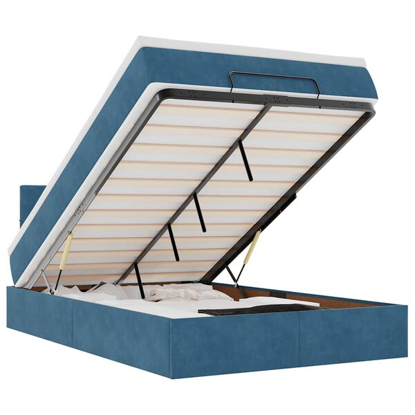 vidaXL Ottomane Bett mit Matratze & LEDs Dunkelblau 120x190 cm Samt