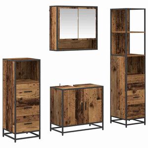 vidaXL Badezimmerm&ouml;bel-Set mit Schubladen 4 pcs Altholz Holzwerkstoff