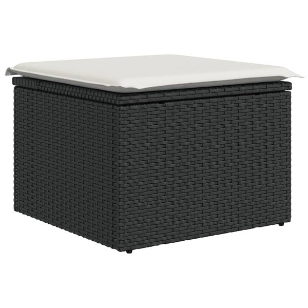 vidaXL 12-tlg. Garten-Sofagarnitur mit Kissen Schwarz Poly Rattan