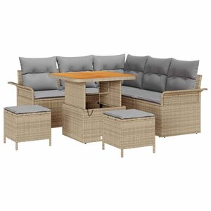 vidaXL Garten-Sofa-Set mit Kissen mit Kissen 8 pcs Beige und Hellgrau