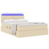 vidaXL Bett mit Stauraum und LED mit Matratze Creme 140 x 200 cm Stoff