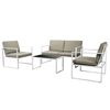 vidaXL 4-tlg. Garten-Lounge-Set mit Auflagen Stahl Wei&szlig;