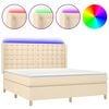 vidaXL Boxspringbett mit Matratze & LED Creme 160x200 cm Stoff