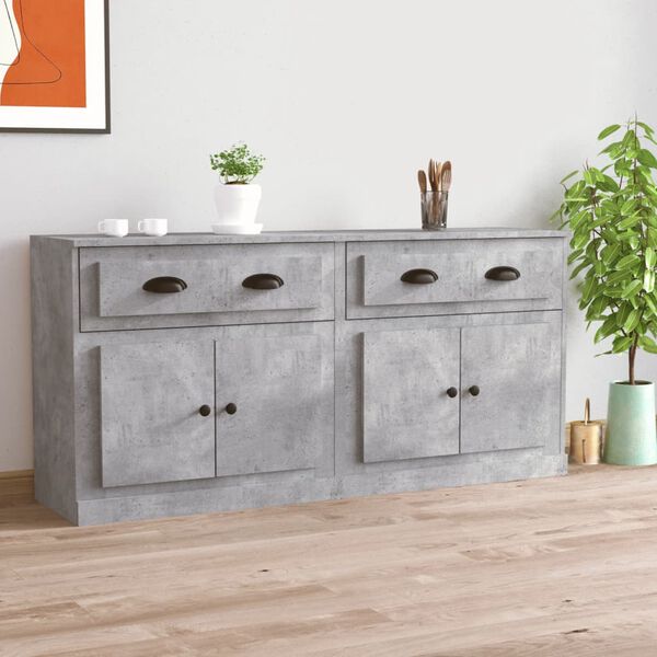 vidaXL Sideboards 2 Stk. Betongrau Holzwerkstoff