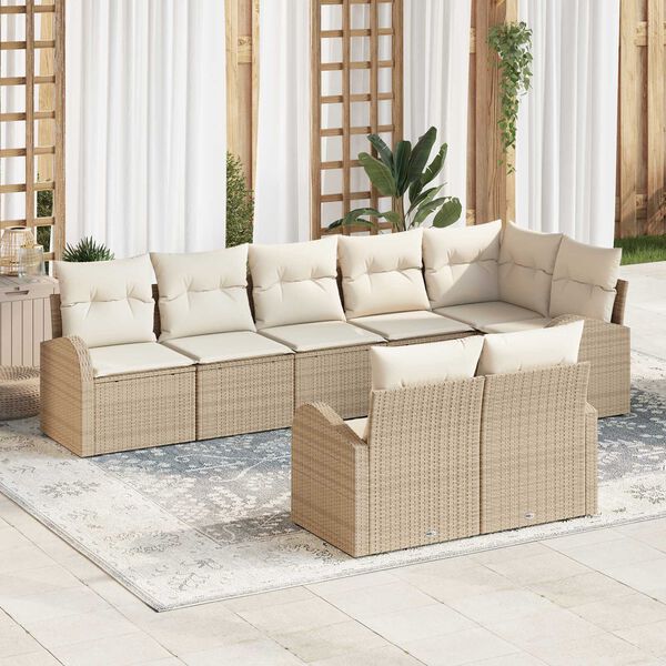 vidaXL Gartensofa-set Beige und Creme 55 x 55 x 37 cm Poly-Rattan