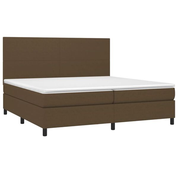 vidaXL Boxspringbett mit Matratze & LED Dunkelbraun 200x200 cm Stoff