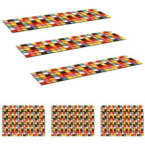 vidaXL Stufenmatten 15 stk. 76 x 20 cm Buntes Blockmuster Polyester