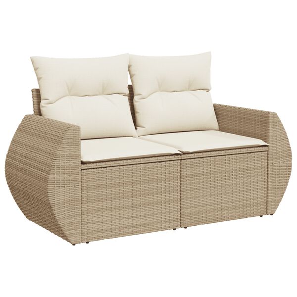 vidaXL 4-tlg. Garten-Sofagarnitur mit Kissen Beige Poly Rattan