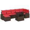 vidaXL Garten-Sofa-Set mit Kissen 8 pcs Braun und Rot
