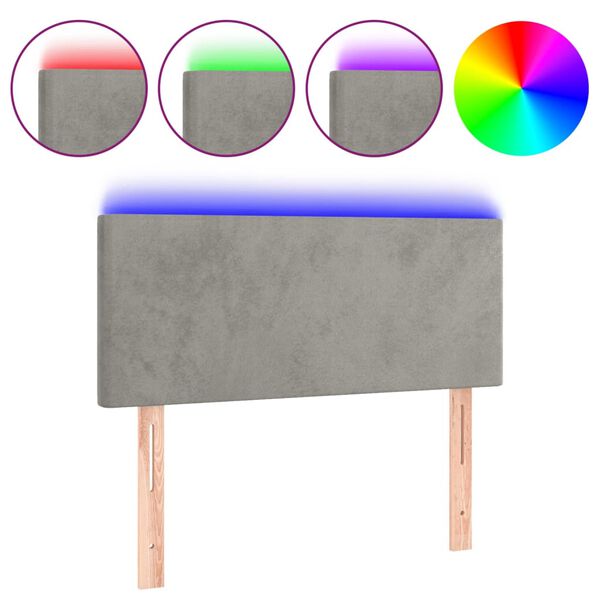 vidaXL LED Kopfteil Hellgrau 100x5x78/88 cm Samt