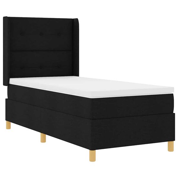vidaXL Boxspringbett mit Matratze Schwarz 90 x 200 cm Stoff