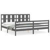vidaXL Massivholzbett mit Kopfteil Grau 200x200 cm