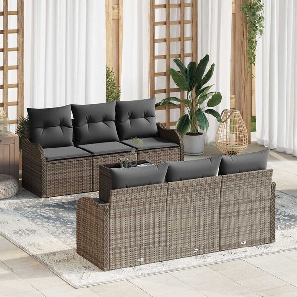 vidaXL Gartensofa-set Grau 55 x 55 x 37 cm Poly-Rattan