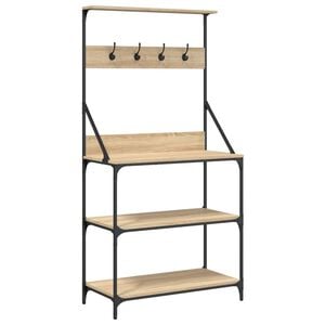 vidaXL B&auml;ckerregal mit Haken 4 B&ouml;den Sonoma-Eiche Holzwerkstoff