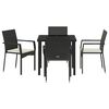 vidaXL Garten Essgruppe mit Kissen 5 pcs Schwarz Poly-Rattan