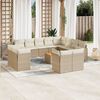 vidaXL 13-tlg. Garten-Sofagarnitur mit Kissen Beige Poly Rattan