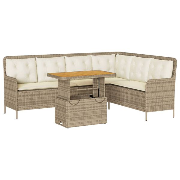 vidaXL 2-tlg. Garten-Sofagarnitur mit Kissen Beige Poly Rattan
