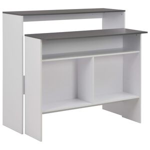 vidaXL Bartisch mit 2 Tischplatten Wei&szlig; und Grau 130 x 40 x 120 cm
