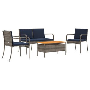 vidaXL Garten Set Grau Poly-Rattan