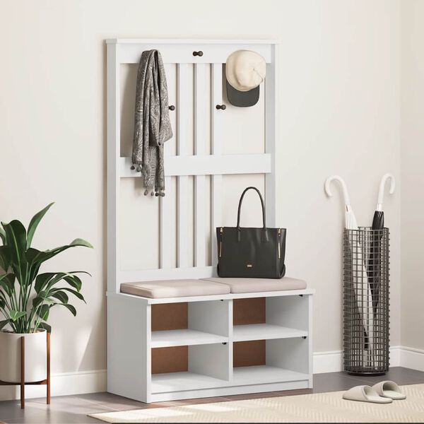 vidaXL Garderobenst&auml;nder SANDNES Wei&szlig; 87x40x159,5cm Massivholz Kiefer