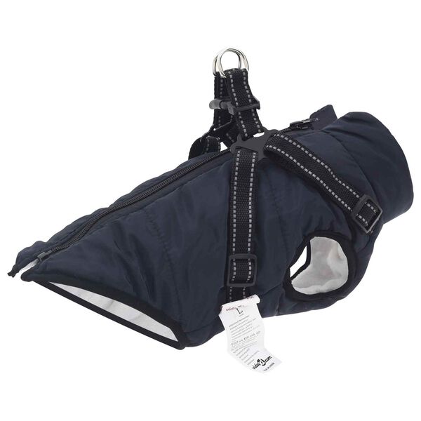 vidaXL Hundemantel mit Geschirr Marineblau L28 Fleece und Polyester