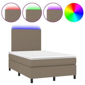 vidaXL Boxspringbett mit Matratze & LED Taupe 120x190 cm Stoff
