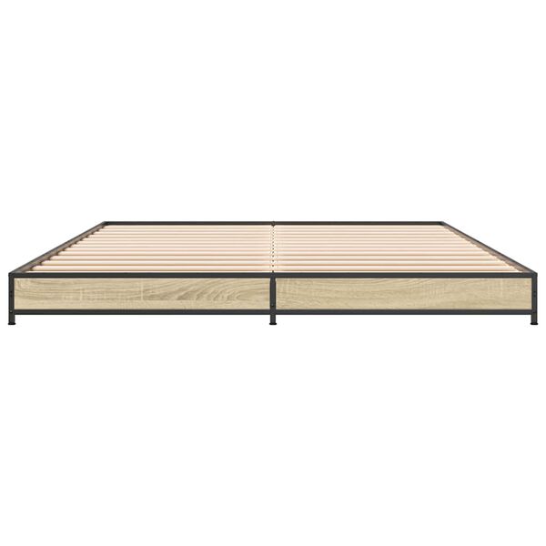 vidaXL Bettgestell Sonoma-Eiche 120x200 cm Holzwerkstoff und Metall