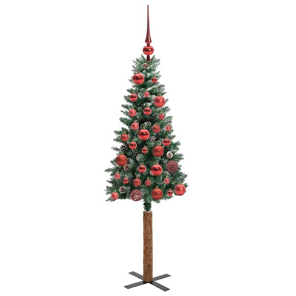 vidaXL Schlanker Weihnachtsbaum mit 150 LEDs Grün und Weiß 150 cm